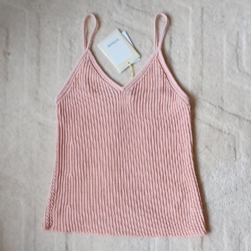 NWT'S - AERON Birch Stitch Detail Pink"Apricot" Knit Cami Top W-S